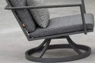 Obrotowy fotel ogrodowy aluminiowy na taras MAROON - kolor ciemnoszary poduszka SZARA Soltex 
