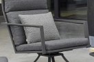 Obrotowy fotel wypoczynkowy aluminiowy na taras MAROON - kolor ciemnoszary poduszka SZARA Soltex 