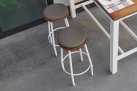 Nowoczesny stół batowy aluminiowy biały CONCEPT 150x90 z blatem robust teak 
