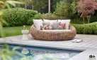 COCOON DAYBED łóżko ogrodowe z technorattanu z poduszkami BEE WETT® Boucle beżowy