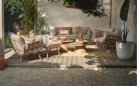 Zestaw ogrodowy TOSCANA aluminium poduszki sofa 3-osobowa stoliki kolor mocha beige
