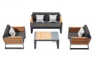 Meble ogrodowe aluminiowe na taras NEW YORK ciemnoszare alu sofa 2-osobowa