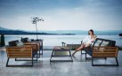 Meble ogrodowe wypoczynkowe NEW YORK aluminiowe ciemnoszare teak 