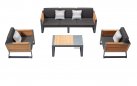 Meble ogrodowe wypoczynkowe NEW YORK aluminiowe ciemnoszare teak 