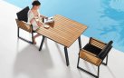Czteroosobowy komplet stołowy NEW YORK aluminium ciemnoszare teak 