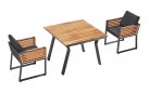 Czteroosobowy komplet stołowy NEW YORK aluminium ciemnoszare teak 
