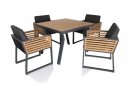 Czteroosobowy komplet stołowy NEW YORK aluminium ciemnoszare teak 