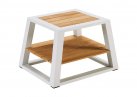 Komplet 2 leżaków ogrodowych aluminiowych białych YORK Higold ze stolikiem teak