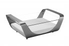 Stolik z szarego aluminium ONDA i blatem ze szkła hartowanego