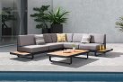 Platformowy aluminiowy narożnik na taras NEW POLO 255x255 Higold ciemnoszary poduszki Olefin