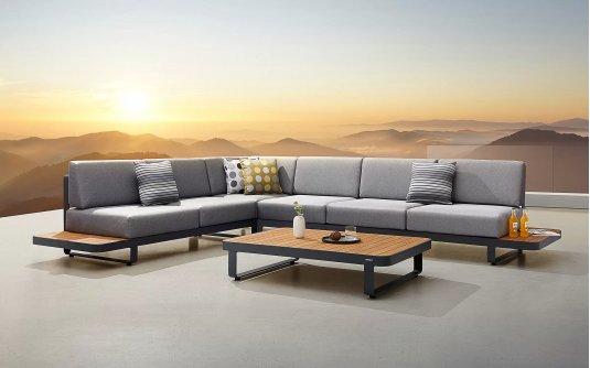 Meble ogrodowe narożnik aluminiowy z elementami teak NEW POLO Higold