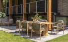 Krzesło do jadalni ogrodowej NORA 4SO teak premium i poduszki siedzisko i oparcie