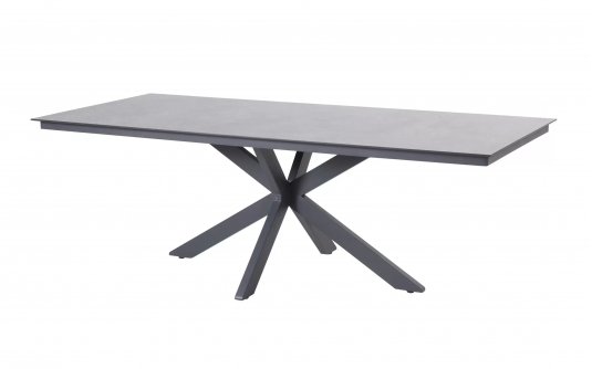 Stół jadalniany na taras MINERVA 220 aluminiowa podstawa krzyżowa / blat HPL szary kamień