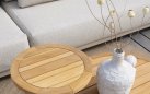 Ekskluzywny narożnik ogrodowy aluminiowy modułowy beżowy METROPOLITAN stolik teak