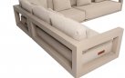 Ekskluzywny narożnik ogrodowy aluminiowy modułowy beżowy METROPOLITAN stolik teak