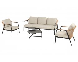 Zestaw ogrodowy NICE aluminium lina poduszki stoliki sofa 195 cm kolor czarny i beżowy