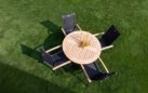 Krzesło ogrodowe ALICE z podłokietnikami teak aluminiowe sztaplowane szer. 62 cm kolor antracyt