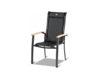 Krzesło ogrodowe ALICE z podłokietnikami teak aluminiowe sztaplowane szer. 62 cm kolor antracyt