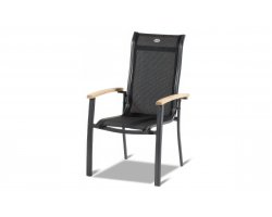 Krzesło ogrodowe ALICE z podłokietnikami teak aluminiowe sztaplowane szer. 62 cm kolor antracyt