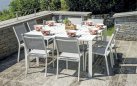 SPALATO stół ogrodowy aluminiowy rozkładany 100–150×150 biały