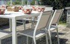 SPALATO stół ogrodowy aluminiowy rozkładany 100–150×150 biały