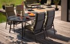 Oliwkowy zestaw ogrodowy FLORA Hartman stół + 4 fotele z regulacją aluminiowe z ceramicznym blatem nowoczesny