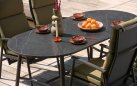 Oliwkowy zestaw ogrodowy FLORA Hartman stół + 4 fotele z regulacją aluminiowe z ceramicznym blatem nowoczesny