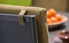 Oliwkowy zestaw ogrodowy FLORA Hartman stół + 4 fotele z regulacją aluminiowe z ceramicznym blatem nowoczesny