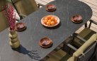 Oliwkowy zestaw ogrodowy FLORA Hartman stół + 4 fotele z regulacją aluminiowe z ceramicznym blatem nowoczesny