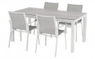 Krzesło ogrodowe LEA aluminium podłokietniki sztaplowane szerokość 62 cm kolor biały