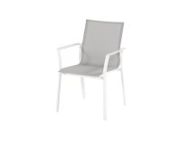 Krzesło ogrodowe LEA aluminium podłokietniki sztaplowane szerokość 62 cm kolor biały