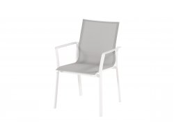 Krzesło ogrodowe LEA aluminium podłokietniki sztaplowane szerokość 62 cm kolor biały