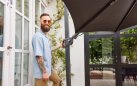 Parasol ogrodowy SHADOWFLEX z grafitową nogą boczną aluminium grafitowy poliester Ø350 cm FLEX 