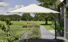 Parasol ogrodowy SHADOWFLEX z grafitową nogą boczną aluminium szarobeżowy poliester Ø350 cm FLEX korbowy 