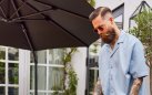 Parasol ogrodowy ośmiokątny Ø300 cm SHADOWFLEX noga boczna aluminium poliester Ø300 cm / antracyt