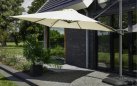 Parasol ogrodowy SHADOWFLEX z nogą boczną aluminium poliester 300 × 300 cm FLEX korbowy noga natracyt / poszycie szarobeżowe