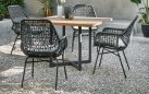 JAKARTA DINING stół ogrodowy AppleBee 110×110 teak i czarne aluminium
