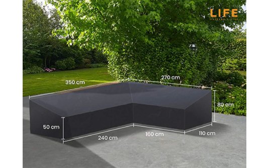 Pokrowiec na meble ogrodowe 350x270 cm LIFE kształt L ciemnoszary LEWY Pokrowiec na meble ogrodowe 350x270 cm LIFE kształt L ciemnoszary LEWY