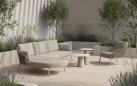 Szeroka sofa ogrodowa beżowa aluminiowa z oplotem z liny rope Barcelona