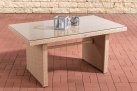 stół z technorattanu ogrodowy 137x66 cm piaskowy