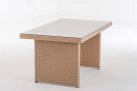 stół z technorattanu ogrodowy 137x66 cm piaskowy