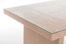stół z technorattanu ogrodowy 137x66 cm piaskowy