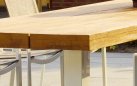 Biały stół aluminiowy z blatem teakowym NEVADA 240 cm