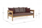Sofa ogrodowa teak z drewna teak KOBO bizzotto bordowe poduszki