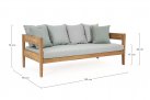 Sofa ogrodowa teaku z teak KOBO bizzotto szarozielone poduszki