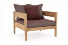 Fotel ogrodowy teak z drewna teak KOBO bizzotto bordowe poduszki