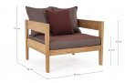 Fotel ogrodowy teak z drewna teak KOBO bizzotto bordowe poduszki