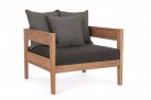 Fotel ogrodowy teak z drewna teak KOBO bizzotto ciemnoszare poduszki
