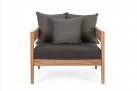 Fotel ogrodowy teak z drewna teak KOBO bizzotto ciemnoszare poduszki