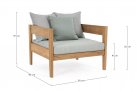 Fotel ogrodowy teak z drewna teak KOBO bizzotto zielonoszare poduszki